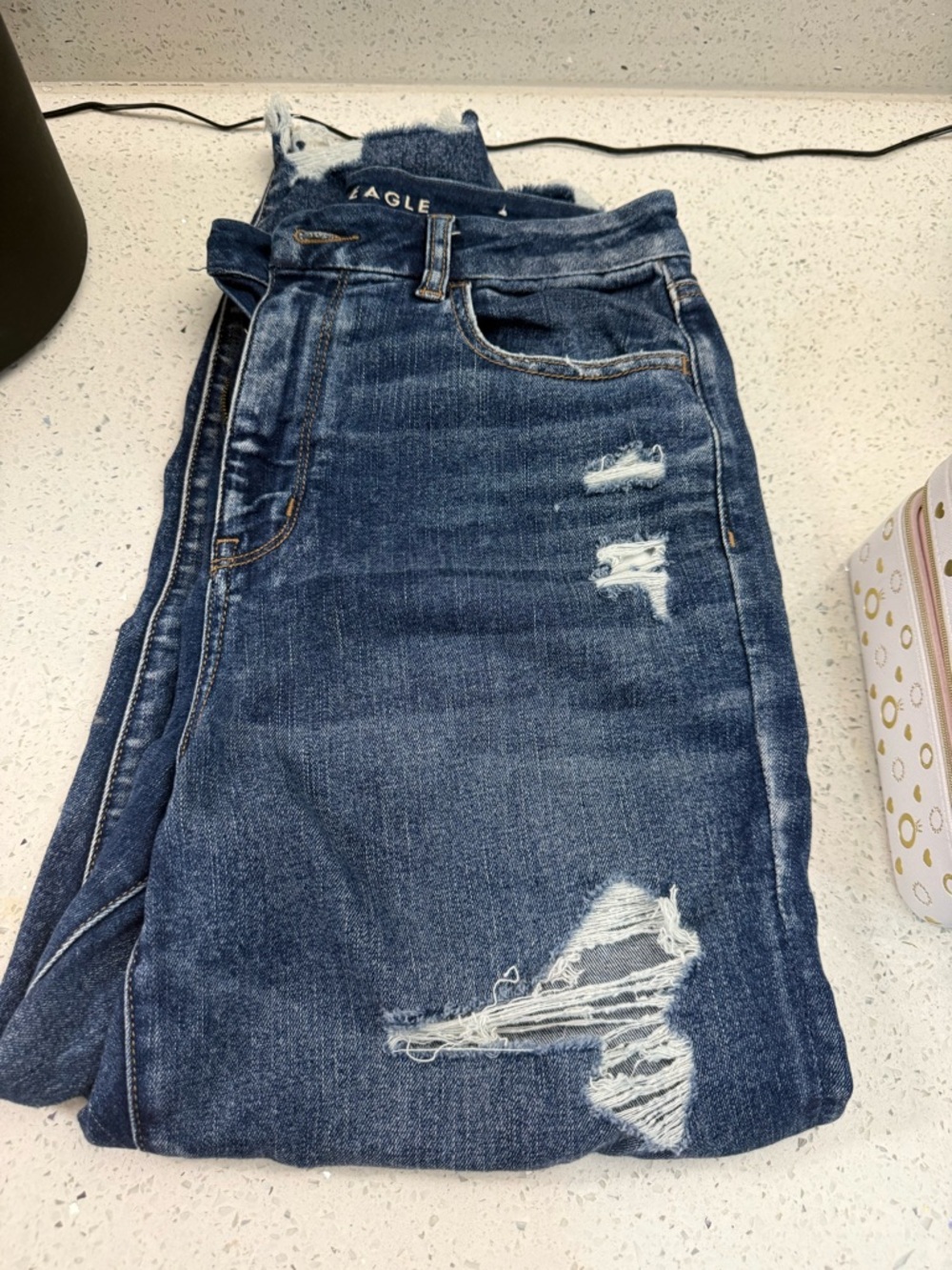 American Eagle Outfitters Dark Blue Distressed Jeggings